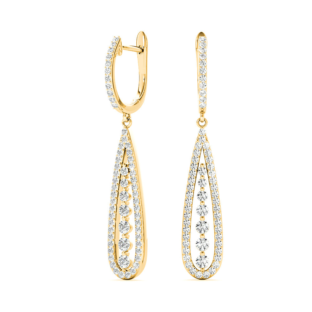 0.75 ctw Diamond Modern Tear Drop Shape Earrings-VIRABYANI